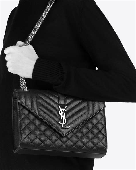 ysl envelope medium bag in grain de poudre embossed leather|YSL monogram envelope crossbody bag.